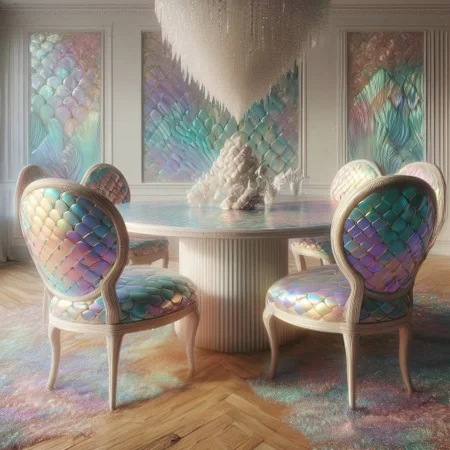 orb crystal, cursed object, evil aura, p1nk1r1sc4l3s, masterpiece, high quality, made out of iridescent scales, table, dark theme,