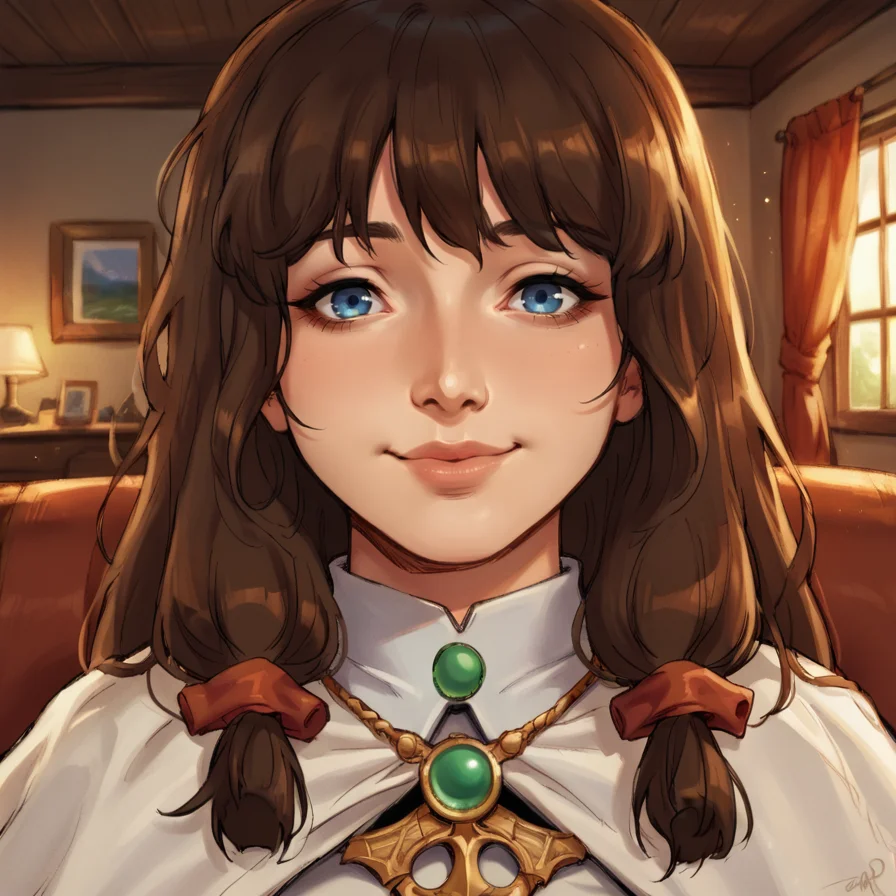 score_9, score_8_up, score_7_up, score_6_up, source_anime, BREAK, <lora:Katia:0.9> , kadef, 1girl, brown hair, long hair, hair tubes, blue eyes, white cape, cape, brooch, green brooch, ((face)), close-up, looking at viewer, closed smile, sad smile, <lora:zy_Detailed_Backgrounds_v1:0.3> , detailed background, highly detailed, interior, fancy house, living room, <lora:3mpr3ss3XLP:0.8> , 3mpr3ss3,