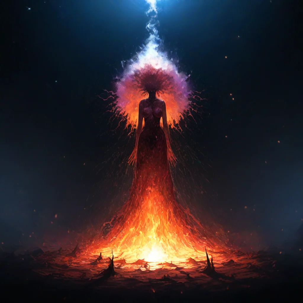 source_anime, cosmic scale, on the precipice of creation, eldritch, existential horror, in pain, suffering, consuming the cosmos, nebula burning, silver mist, galaxies colliding, 1girl, god of the universe holding a burning galaxy in her hands, (galaxy hair, stars in hair:1.2), focused light source, light source in hand, dramatic lighting, dark background, full body,