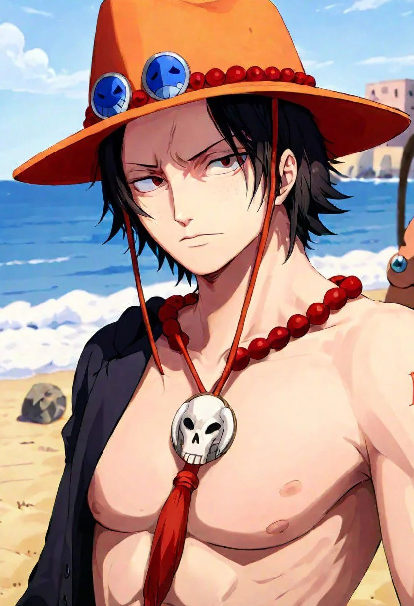 Ace , in beach , portrait, masterpiece, 8k, serious