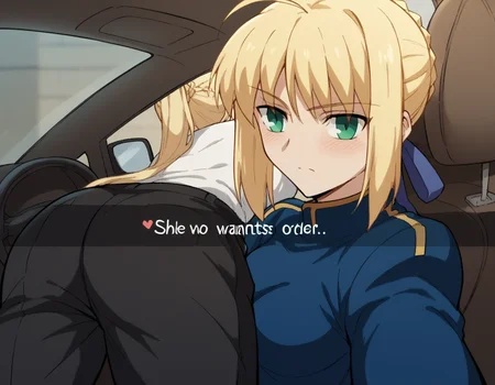 score_9, score_8_up, score_7_up, source_anime, <lora:artoria-pendragon-zero-ponyxl-lora-nochekaiser:1>, artoria pendragon, artoria pendragon (fate), saber, long hair, blonde hair, ponytail, ahoge, medium breasts, <lora:he-wants-to-order-ponyxl-lora-nochekaiser:1> he wants to order, he wants to order (meme), drive-thru, snapchat, side-view mirror, car interior, car seat, steering wheel, car interior, three quarter view, lying on person, selfie, 1boy, ass, pants,, blush,,