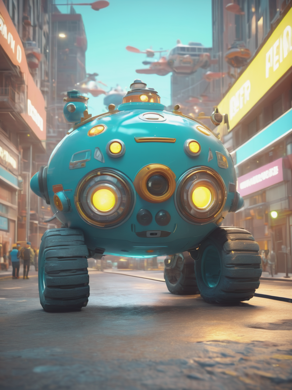 ((best quality)), ((masterpiece)), ((realistic,digital art)), (hyper detailed), Gigantic GUP (Octonauts),  Tinted Windows, Hazard Lights,   Bronze, Tinted,  Rigid Texture,, octane rendering, raytracing, volumetric lighting, Backlit,Rim Lighting, 8K, HDR,  <lora:add-detail-xl:.8>