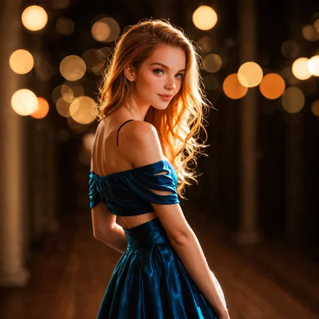 safe_pos, safe_pos, score_9, score_8_up, score_7_up, masterpiece, high quality, hyper realistic, 8k, detailed face, detailed eyes, (warm colors, bokeh, Natural skin, Freckles) BREAK
cowboy shot, tall very skinny supermodel looking softly at the viewer, blonde or brown or ginger hair, cute face, elegant nose, thin waist, off-shoulder fashionable clothing with a hint of innocence and grace, elegant skirt, side view,
perfect lighting, studio photography,