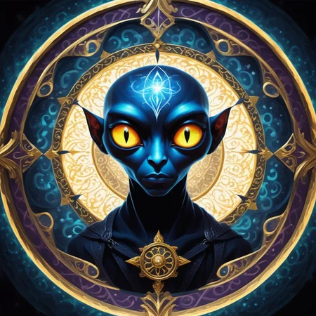 clock, glowing, hexagram, magic, magic circle, roman numeral, solo, yellow eyes