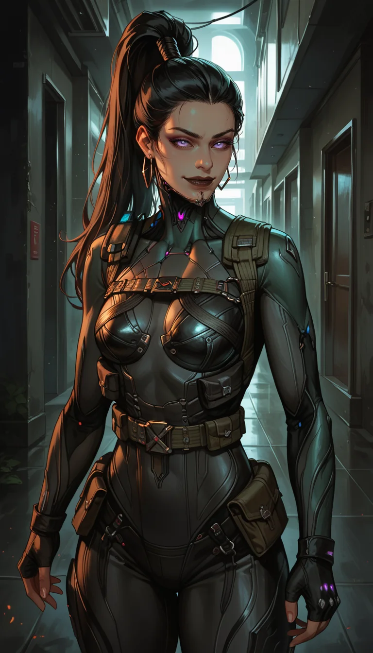 score_9, score_8_up, score_7_up, , detailed face, best quality, perfect eyes, floating hair, wallpaper, best quality, thick thighs, , perfect eyes, slim and fit, fit body,
<lora:DetailedEyes_V3 helper eye:1>,
Character:
epiCPhoto, <lora:Expressive_H:0.4> Expressiveh, <lora:g0th1cPXL Pony-St1le:0.4> g0thicPXL, glowing, neon, <lora:incase_style_v3-1_ponyxl_ilff Pony-St1le:0.3>, <lora:dark light helper:0.25>,
3l3anorframe, colored sclera, black sclera, ponytail, glowing eyes, dark lips,
dark alley, upper body shot, mall, smirk, dynamic pose, cowboy shot, in movement,random pose, dynamic pose,
<lora:Eleanor_-_Warframe_-_Character-000007:0.8>