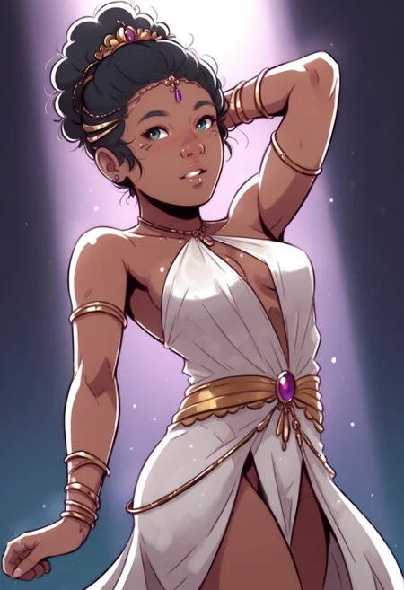 score_9, score_8_up, score_7_up, score_6_up, davecheung-dh BREAK <lora:Artist_Style_-_Dave_Cheung:0.7> <lora:add-detail-xl:0.4>
dancing, 1girl, samba dress, dark skinned female, solo, spotlight