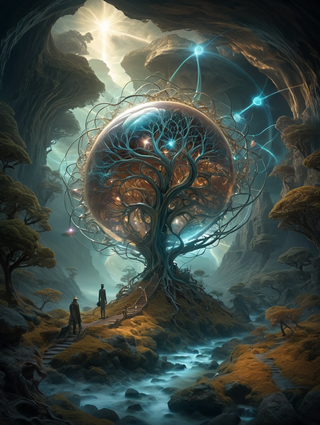 time travel, Neuronal Surrealist-Symbolism fantasy art , <lora:add-detail-xl:1.8>