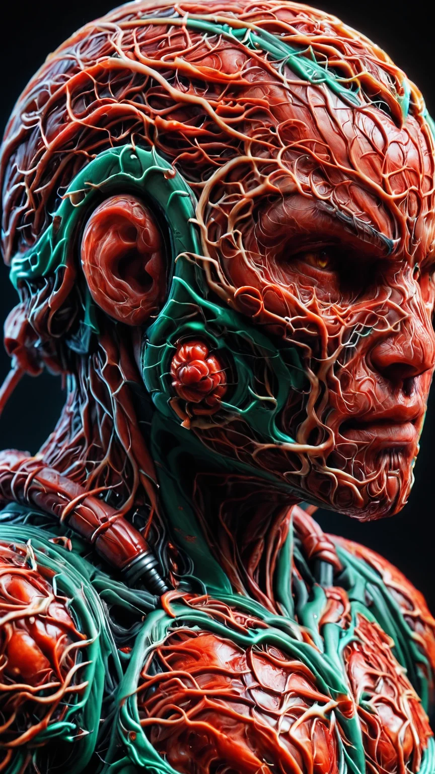 yamer_veins, veins, guro, extreme close up on the helmet of the doom slayer, broken doom slayer helmet, photorealistic, doom slayer, doom eternal, raging face of the doom slayer, <lora:Veins_XL:1>