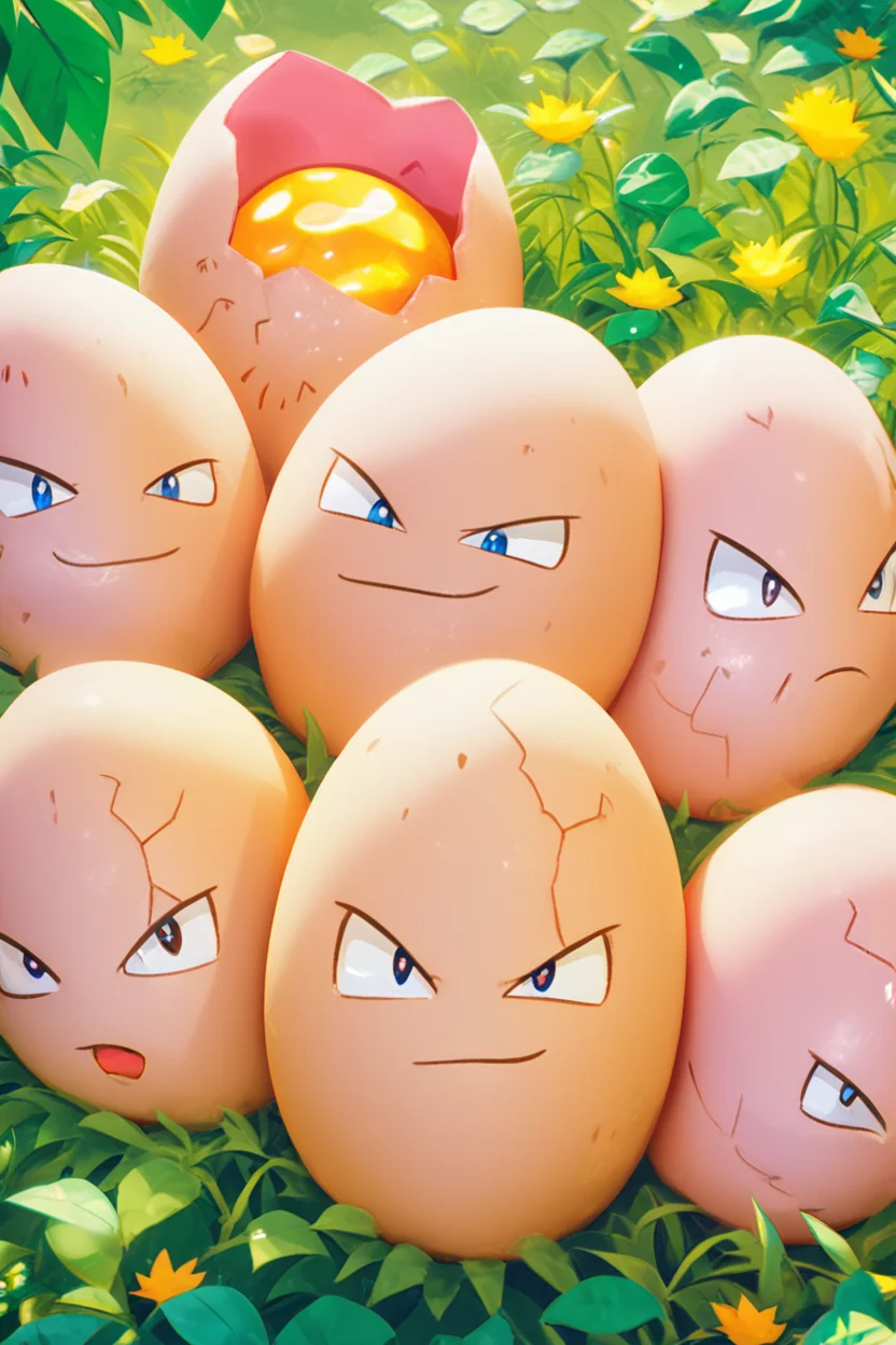 score_9, score_8_up, score_8, ,,, , ,,, zzExeggcute, no humans, <lora:ExeggcutePokedexPDXL:1.0>, ,,,, BREAK, smile, closed mouth, looking at viewer, cowboy shot, ,,, embedding:zPDXL, Expressiveh, ,,, <lora:MantisStyle_PDXL_v2:0.8>, <lora:SDXLFaeTastic2400:0.5>, <lora:Expressive_H-000001:0.4>,