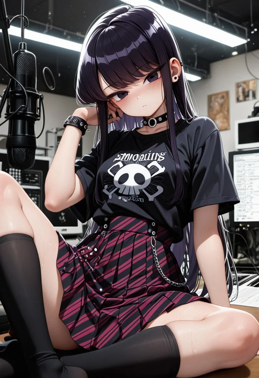 masterpiece,best quality,amazing quality,(Komi Shouko:1.2)(Goth Fashion:1.1), Solo, Studio, posing