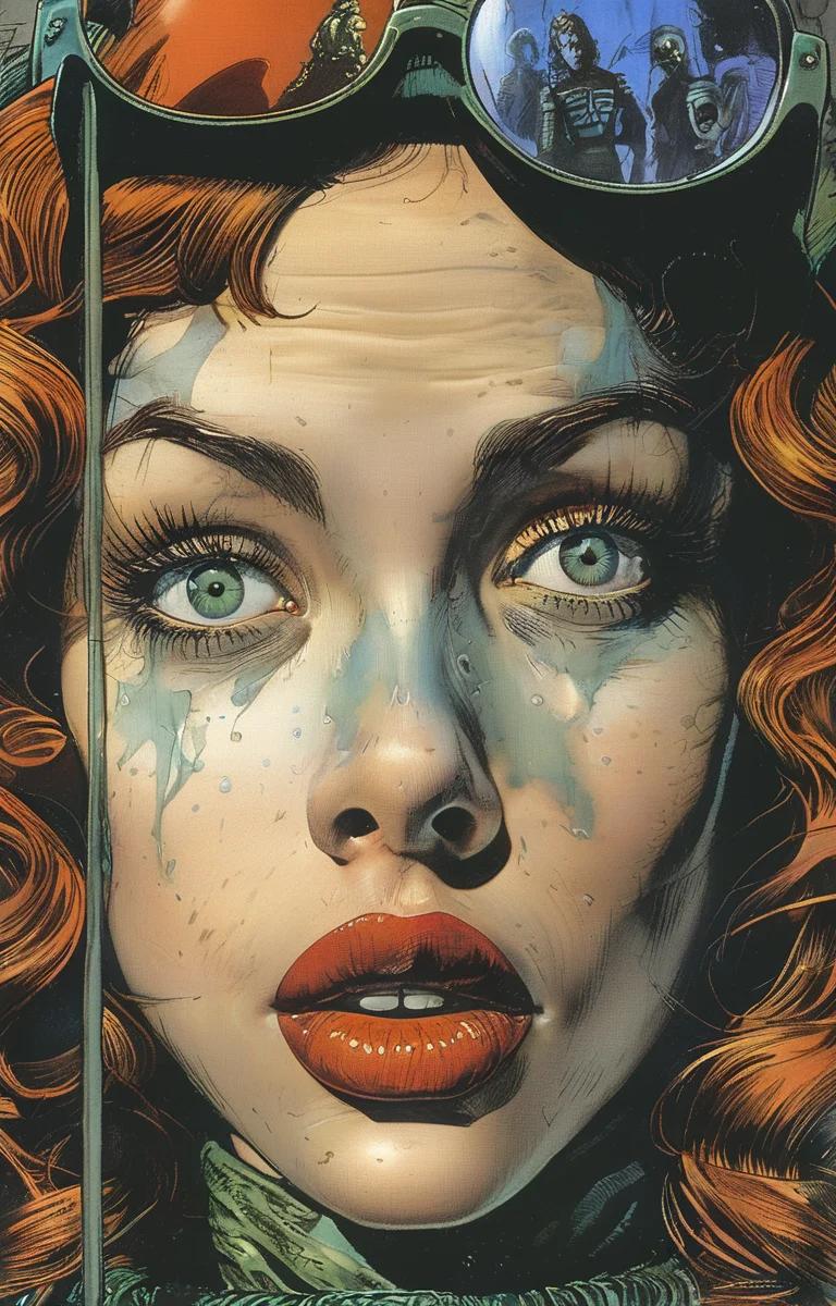 masterpiece,best quality,<lora:tbh232-sdxl:0.9>,illustration,style of Brian Bolland, tech genius teenage girl