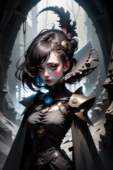 1woman, (straight hair:1.3), ((Gloomcore)), dark magical atmosphere, glowing, <lora:GoodHands-vanilla:1>, <lora:AnzhcDreamwave v3_1 watermark fix:0.8>