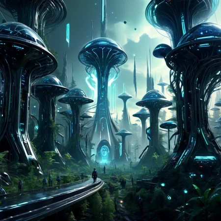((best quality)), ((masterpiece)), ((realistic,digital art)), (hyper detailed), DonMM4ch1n3W0rldXL Forest,scifi, tech, futuristic, futurism, 8K, HDR <lora:DonMM4ch1n3W0rldXL:1>