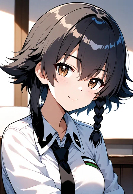 score_9, score_8_up, score_7_up, score_6_up, source_anime,BREAK
1girl
<lora:Hyper-SDXL-8steps-lora:1>
<lora:age_slider_v4:1>solo,
<lora:SDXL_pepperoni_p718:0.7>
pepperoni,pepperoni (girls und panzer), black hair,short hair, side braid, brown eyes, bangs, (single braid),