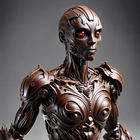 made of chocolate, detailed robot,