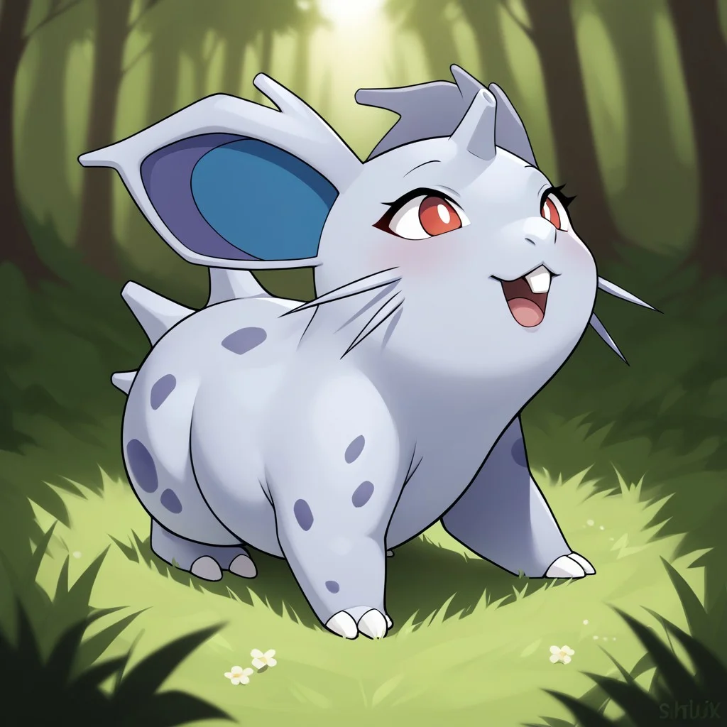score_8_up, score_7_up, score_6_up, source_anime,, rating_explicit, BREAK solo, mouth, ,smile , ,female, ,cute,anthro, ,,,cute ,cute head,,(creature),,, , , , ,,cute,,mouth,,,forest,tree, ,mustache, , rabbit tooth, , nidoran,freal,