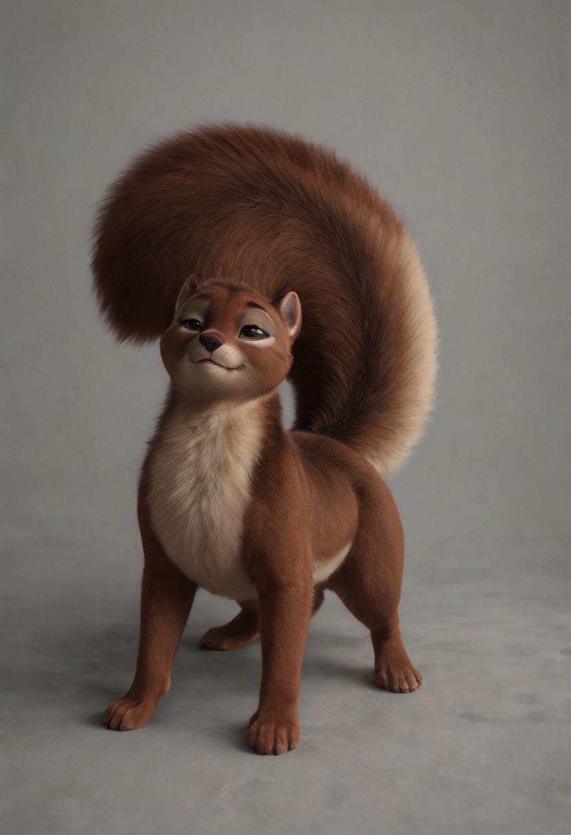 Rainb0w M0rph  3d squirrel, (rainb0w fur), soft focus rainb0w squirrel