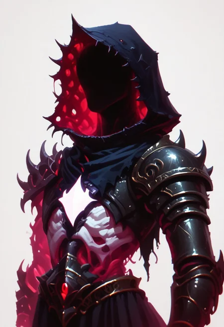 score_9, score_8_up, score_7_up, beautyfull color,
aesthetic, 2d,
hkdevil, Eldritch abomination,
close-up shot,
dndcreatures, horror, alien, demon, wolf, anthropod, insect, no eyes, black glowing hole in chest,
armor, single shoulder armor, cape, hood, single bare shoulder,
angry, grin,
