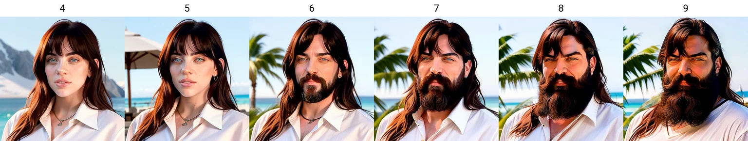 b1ll1331ll1sh in beach, portrait<lora:beard_slider_v10:4> , white shirt, long hair, brown hair, blue eyes