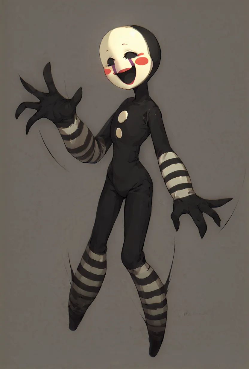 score_9, score_8_up, score_7_up, looking at viewer, smiling, <lora:puppet-10:1> puppet, solo, 1girl, white mask, black bodysuit, smile, open mouth, blush stickers, striped, purple tears, <lora:Slashers_Abandoned_Subway_Station_Style_Background:1> SGMSubway , ray tracing, full body, ((no pupils, no eyes, eyeless, ,black sclera))
