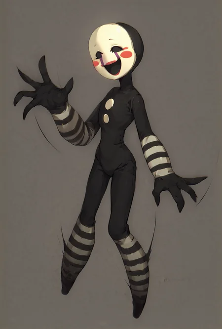 score_9, score_8_up, score_7_up,  looking at viewer, smiling,  <lora:puppet-10:1> puppet, solo, 1girl, white mask, black bodysuit, smile, open mouth, blush stickers, striped, purple tears,  <lora:Slashers_Abandoned_Subway_Station_Style_Background:1> SGMSubway , ray tracing, full body, ((no pupils, no eyes, eyeless, ,black sclera))