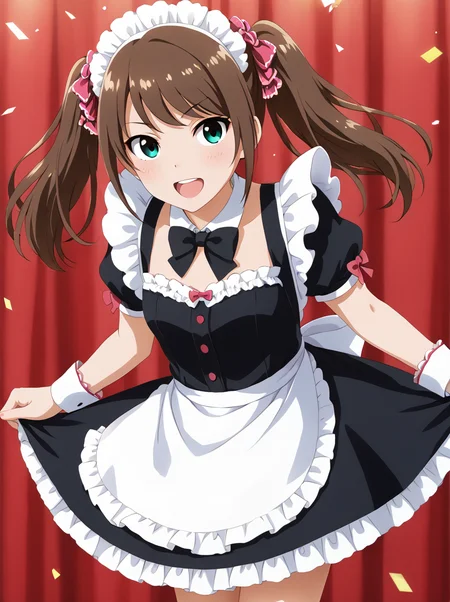 detailed background, shiny skin, posing, rating safe,
<lora:mizusaki.pony:1>,
mizusaki,
maid outfit,
stage,