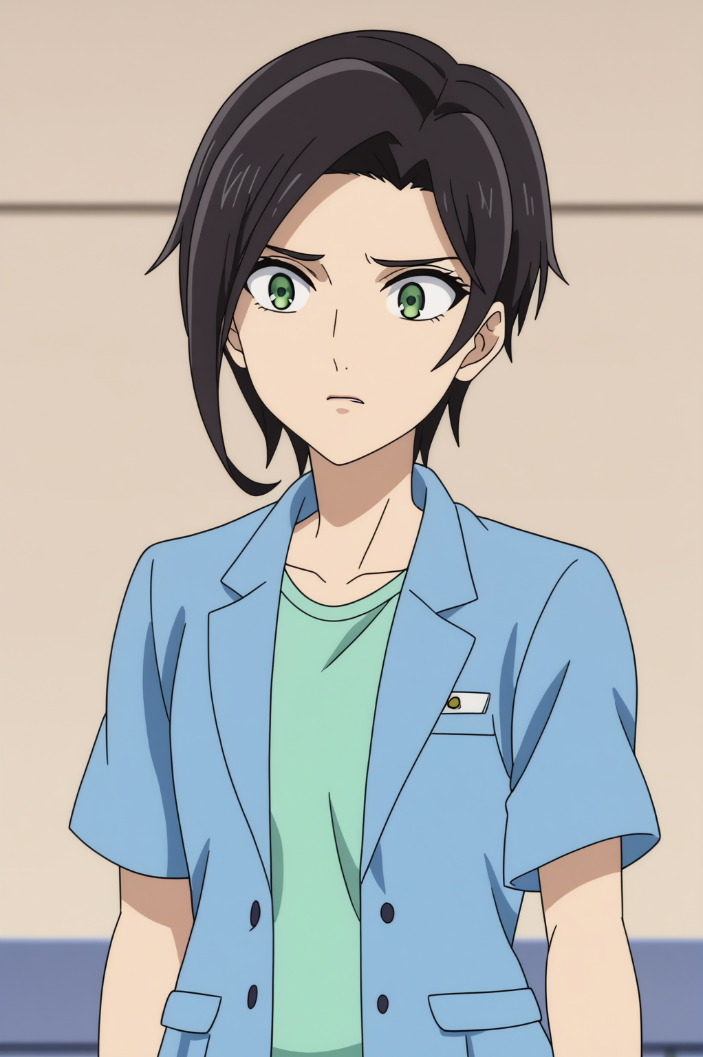 rating_safe,  anime screencap, consistent background,   Saki Yumihara, upper body <lora:Kyokou_Suiri-Saki_Yumihara-PDXL:0.8>