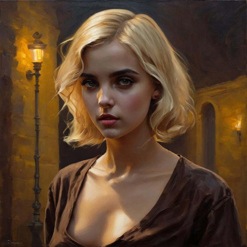 <lora:SDXL_MassiveCowsLoRA_v2E2:1> , (((classical oil painting))),  (((side view of cute short modern blonde Polish girl standing confidently in brothel))), (cute expression), ((dark brown eyes)), ((gelasin)), ((pointed boobs)), (smoky air), ((neon)), Intricate textures, (high detailed skin:1.7),