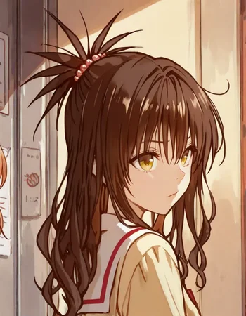 nsfw, highres, best quality, masterpiece, $\{quality\}, $\{style\}, best quality, very aesthetic, 8k, anime, masterpiece, best quality, detailed background, 8k, score 9, score 8 up, score 7 up, score 6 up, $\{girl traits\}, $\{appearance\}, hair between eyes, outdoors, solo focus, $\{clothing\}, $\{pose\}, $\{background\}, $\{composition\}, Mikan Yuuki, Shoulder-length orange hair, Amber-brown eyes, Fair skin, Casual homewear, School uniform, Slender build, Youthful appearance, Hair tied in a side ponytail at times, y mikan,brown hair,long hair,yellow eyes,hair ornament,hair bobbles,