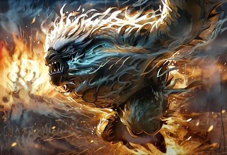 ((solo)),dougi,(fire elemental,Air Elemental,earthshakerpdxl, KassPXL,male, dragon), strong body,roaring, flying, surrounded by fire and smoke, mirages, Kalahari desert, oasis, blurry figures, noon, bright sun, wind