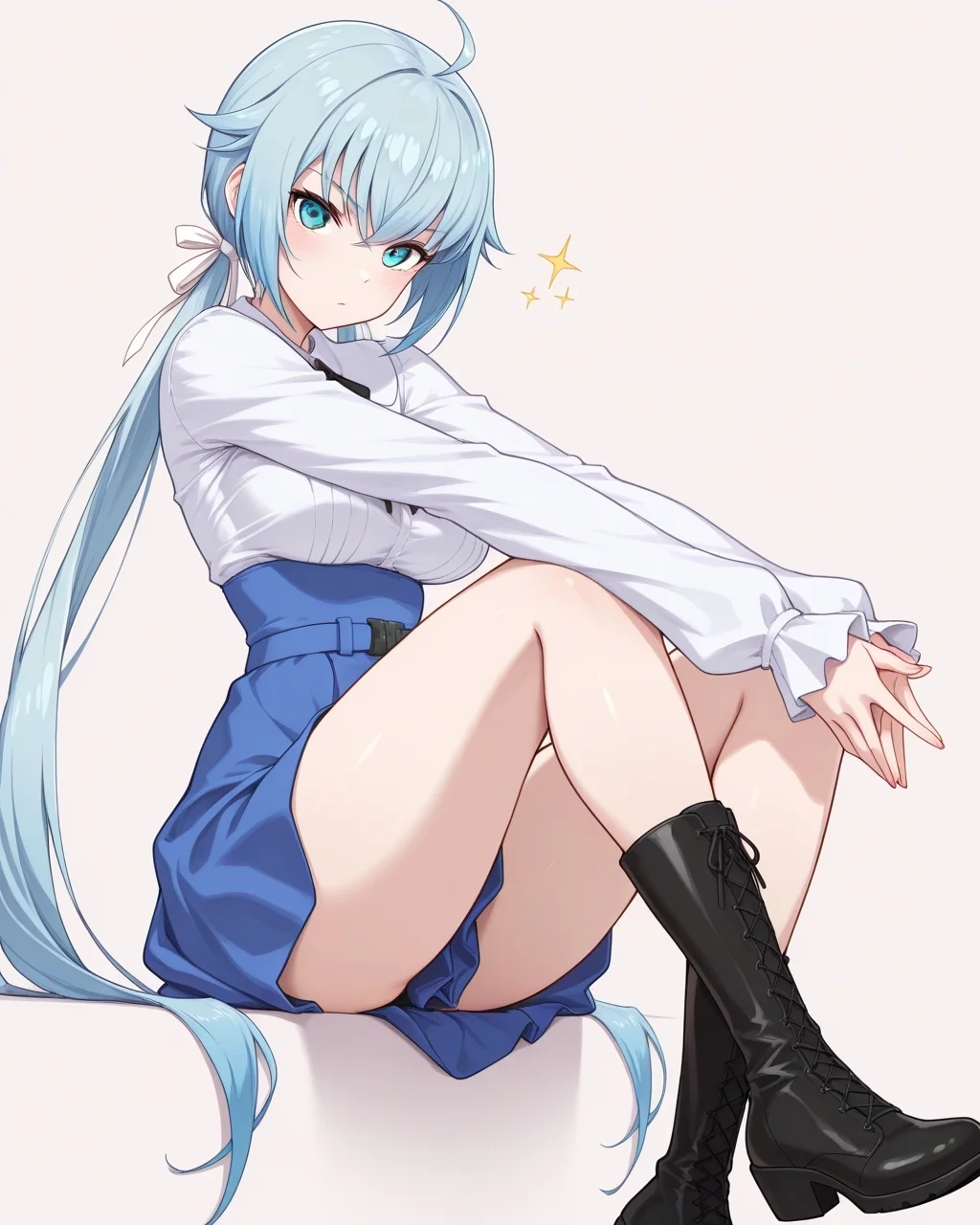 masterpiece, best quality, highres, simple background, looking at viewer,
1girl, fag_stylet_casual, ribbon, boots,
<lora:fag_stylet_casual_il_v1:0.8>