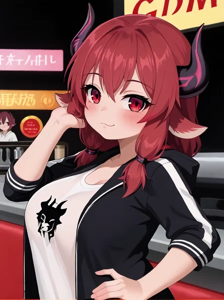 detailed background, shiny skin, posing, rating safe,
<lora:grimgrim.pony:1>
grimgrim, goatchan,
clothed girl, upper body,
casual clothing, shirts, jacket,