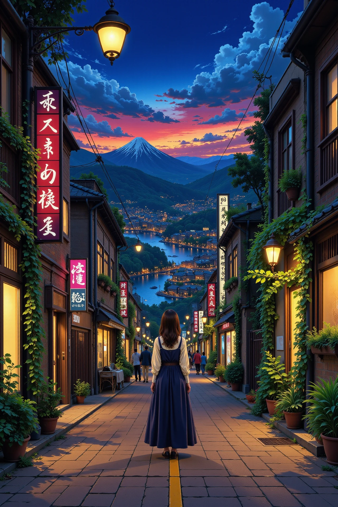 street beautiful  landscape, evening, woman, very intricate, very detailed, sharp, bright, colorful, <lora:Hand v2:0.5> <lora:Anti-Blur:1><lora:Insane Detail Slider:0.25>  <lora:flux.1_lora_flyway_Epic-detail_v2:0.3> <lora:fluxenhancer:0.25> <lora:Anime_style:0.6> anime style