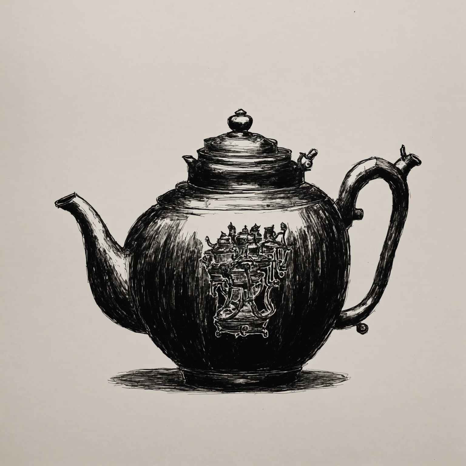 <lora:DarkInkAI:1> DarkInkAI, a teapot, inksketch