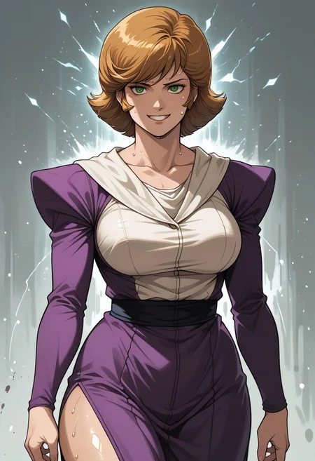 zPDXLxxx, score_9, score_8_up, score_7_up, score_6_up, source_anime, masterpiece, newest, best quality, amazing quality, very aesthetic, 
audrey, friendly, absurdres, BREAK, HamanKarn, short hair, wide hips, big ass, voluptuous, large breasts, smile,  <lora:wetbody:0.4> Wetbody, sweat, sweaty,<lora:Black_Magic_Steering:0.2>, cleaveage,