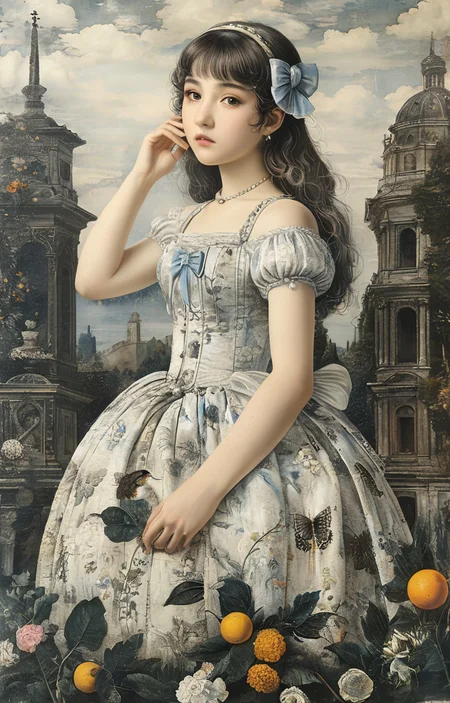 masterpiece,best quality,<lora:tbh150-sdxl:0.9>,style of Piero Fornasetti, portrait of idolmaster cinderella girls,