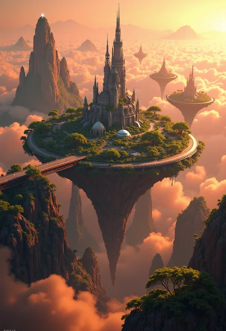 photorealistic,highly detailed,islands floating in space,covered by shimmering force field,orbiting mars,different altitudes,land bridges,lush foliage,towering futuristic,skyscrapers,shuttles flying down to the planet,sci-fi,magical,8k,unreal engine,octane render,ray tracingThe islands are positioned at varying altitudes and interconnected by expansive land bridges.,<lora:Flux_Detailer_v3:0.8>,Jeddtlv3,