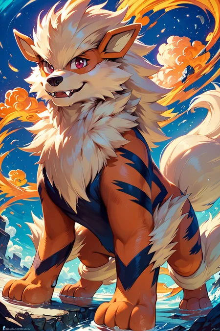 score_9, score_8_up, score_8, ,,, , ,,, zzArcanine, no humans, pokemon (creature), <lora:Arcanine_Pokemon_PDXL:0.8>, ,,,, BREAK, <lora:Hyperdriver_PDXL_v5:0.8>, ,,, BREAK, smile, looking at viewer, cowboy shot, embedding:zPDXL,