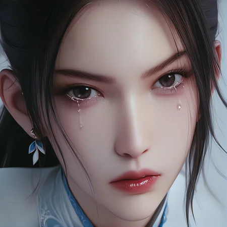 <lora:ponyningyao1v:0.8>,score_9,score_8_up,score_7_up,looking at viewer,tear,(black hair:0.5),