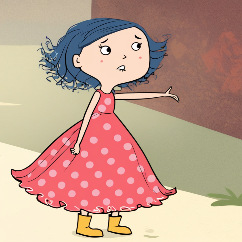 score_9, solo, dotcomet, blue hair, hairdlip, polka dot dress, boots, outdoors