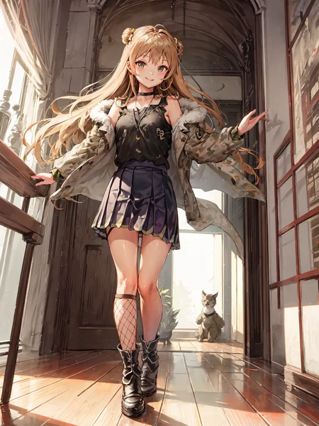 masterpiece, best quality, <lora:rfb-5:1>, rfb, skirt, smile face, indoors,