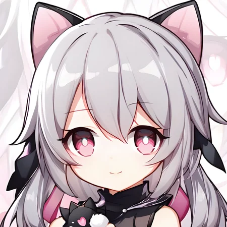 simple background,a cute girl with cat ears and silver hair,pink eyes,
chibi avatar,<lora:chibi_avatar:0.85>,