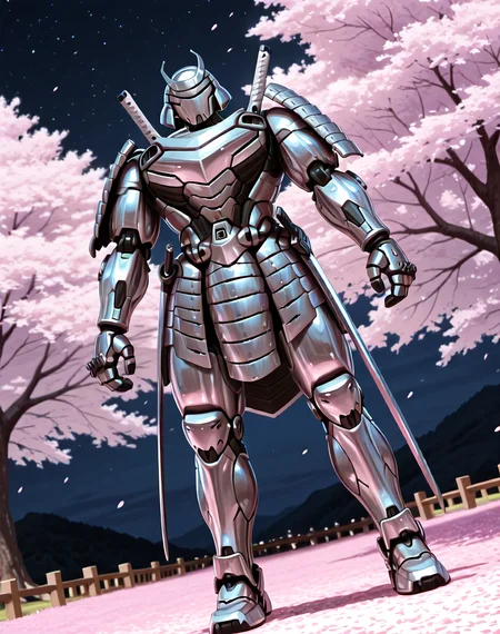 <lora:Silver_Samurai_(Marvel_Comics)_(Illustrious)_(AD):1> Silver Samurai, robot, armor,
((
exterior, traditional Japanese noble's estate home, cherry blossoms, night sky,
dutch angle, dynamic action, male focus, solo, fully armored, villain, hyper glossy body, powerful, superiority,
)),
BREAK: very awe, aesthetically pleasing, masterpiece, best quality, amazing quality, very aesthetic, depth of field, absurd details, depth of field, atmospheric rendering, natural shading, soft shading,
BREAK: lazympos, lazypos (3),