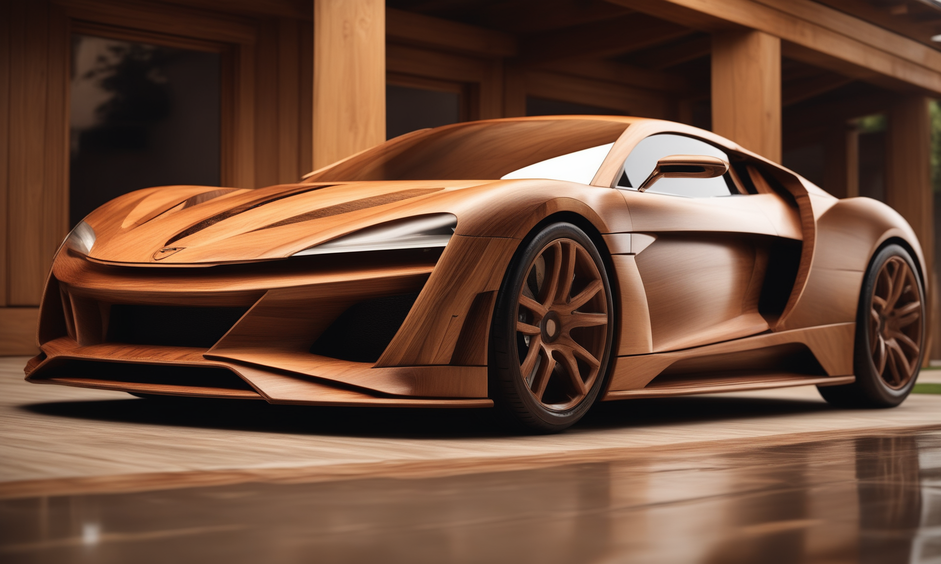 <lora:woodcarvingcd_xl-000005:0.8>,a modern sports car made of wooden in parking,woodcarvingcd_xl,wood carving,outdoors,supercar,front view,(Unbelievable Digital Artwork:1.3),CGSociety,ArtStation,master works, emotional, harmonious, high budget, moody, epic, gorgeous, perfect lighting, realistic, photorealistic, photographic, photo (medium),real, moody lighting, volumetric lighting, reality ray tracing, 8K, HDR, UHD, masterpiece, best quality, highly detailed, high resolution, finely detail, extremely detailed, ultra detailed, wallpaper