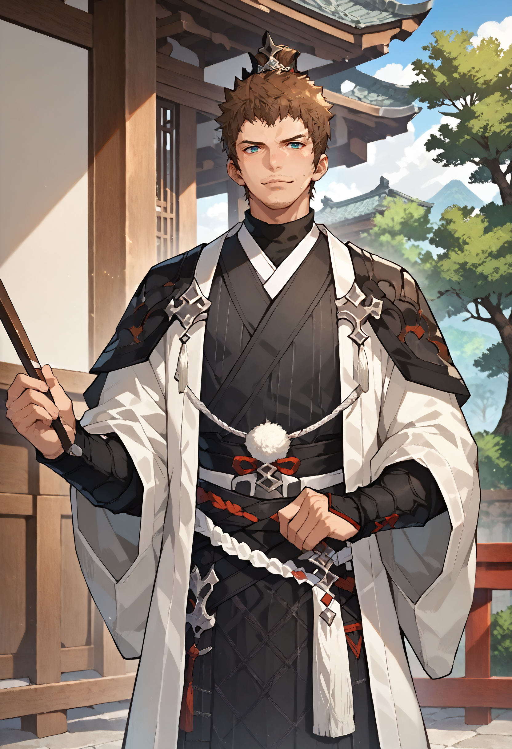score_9, score_8_up, score_7_up, uncensored, solo, 1boy, 
<lora:FFXIV_-_Ardbert_-_Pony:0.8> ardbert_ffxiv, mature male, 
<lora:ç·å£«æ±æ-Mens_Hanfu:0.6> hanfu, chinese clothes, 
<lora:CartoonStyle:0.5>, <lora:gentarou:0.5> gentarou, <lora:AHR:0.3> AHR, <lora:artbyl2:0.1> art byl, <lora:add-detail-xl:1>, <lora:xl_more_art-full_v1:0.2>, 
best quality, amazing quality, best aesthetic, absurdres