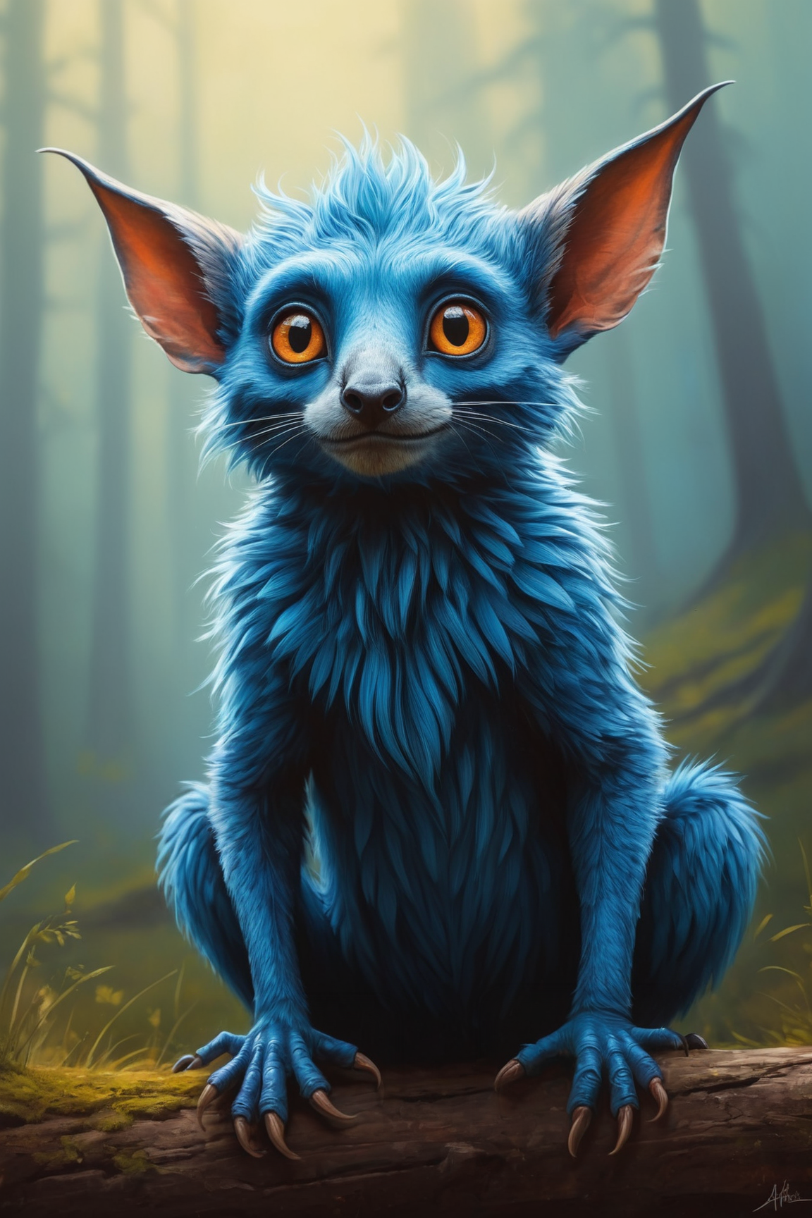 by Alena Aenami and Esao Andrews in the style of Janek Sedlar, caricature of a creature <lora:caricature:0.50>, pastel drawing <lora:pastel_drawing:1.00>
