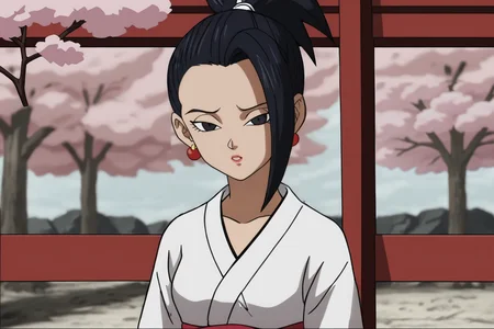 source_anime, score_9, score_8_up, score_7_up, anime screencap,8k, absurd res, kale, black hair, ponytail, black eyes 1girl, solo, breasts, small breasts, white kimono, shrine, cherry blossoms,
 <lora:kale_pony_v3:0.8>