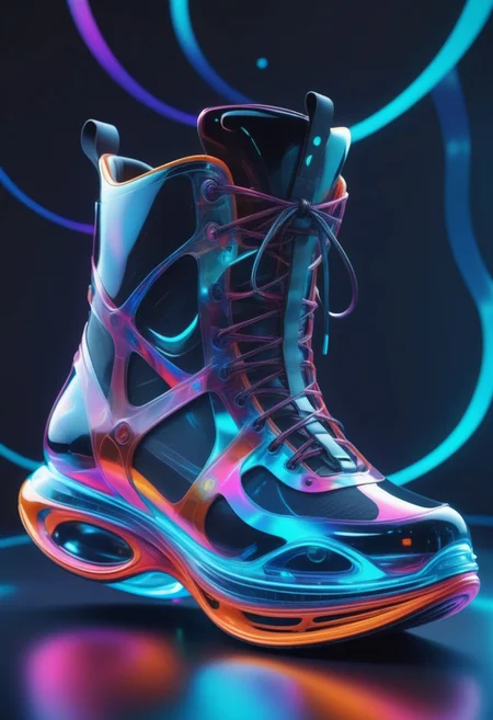 a pair of shoes made out of Jed-CyFut , full of details , positive emotional
