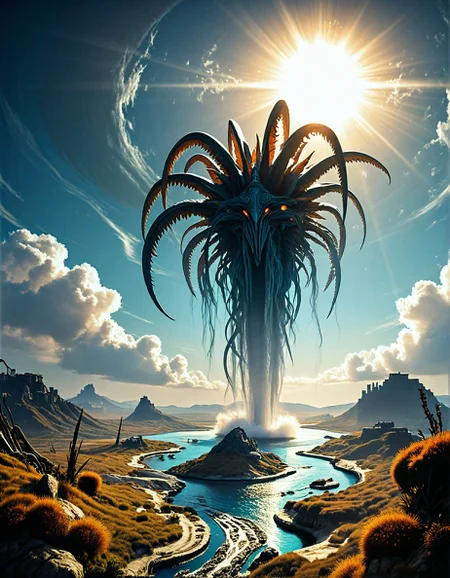 fantasy landscape:1.2
a vast desert wasteland, with endless dunes, scorching sun, an unforgiving atmosphere,
,
Thunderstorm with anvil-shaped cumulonimbus,
Stratus blanketing coastal cliffs,
Starlight through ancient ruins,
Harvest moon over ripe crops,
River rapid whitewater,
Swamp with water flowing in Möbius loops,
,
Snowfall assembling origami creatures,
Zdzisław Beksiński: (surreal dystopian architecture), (biomechanical elements), (monochromatic tones), (apocalyptic ambiance)
(masterpiece:1.4), (intricate details:1.4), (hyperrealistic:1.3),(painting:0.9),(ultra detailed:1.4), (8k resolution:1.3), (sharp focus), (dramatic perspective:1.1), (chromatic aberration:0.3), (film grain:0.2),
<lora:JuggerCineXL2:0.3>,
<lora:add-detail-xl:0.3>,
<lora:WildcardX-XL-Detail-Enhancer:0.4>,
<lora:xl_more_art-full_v1:0.7>,
<lora:ClassipeintXL2.1:0.3>,
<lora:Flux-XL_Scenery:0.3> flux-scenery ,
<lora:EnvyDramaticLightingXL01:0.7>
detailxl,