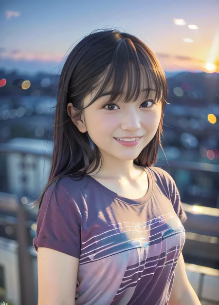 (sfw,8k, RAW photo, best quality, masterpiece:1.2),(realistic, photo-realistic:1.37)city background sunset,Abeyu-1300-2900, upper body,(((casual clothes))),smiling facial close-up <hypernet:Abeyu-1300-2900:1>